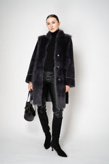 Rocco Ragni Reversible Brushed Shearling Coat with Brilliant Bracelet Sleeves in Anthracite Vancouver. Shop Online or in Store.