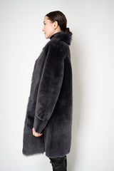 Rocco Ragni Reversible Brushed Shearling Coat with Brilliant Bracelet Sleeves in Anthracite Vancouver. Shop Online or in Store.