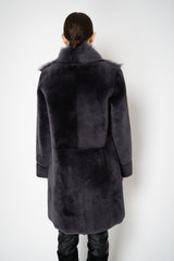 Rocco Ragni Reversible Brushed Shearling Coat with Brilliant Bracelet Sleeves in Anthracite Vancouver. Shop Online or in Store.