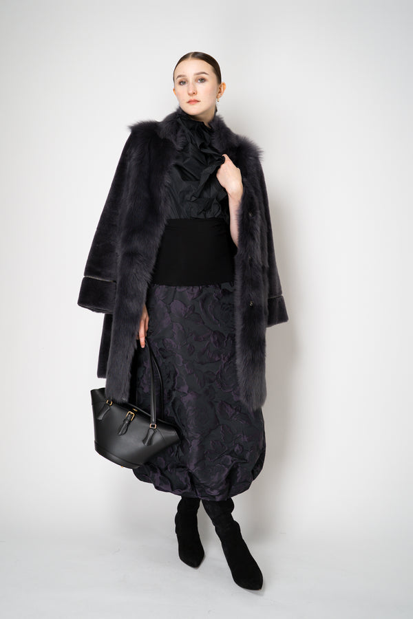 Rocco Ragni Reversible Brushed Shearling Coat with Brilliant Bracelet Sleeves in Anthracite Vancouver. Shop Online or in Store.