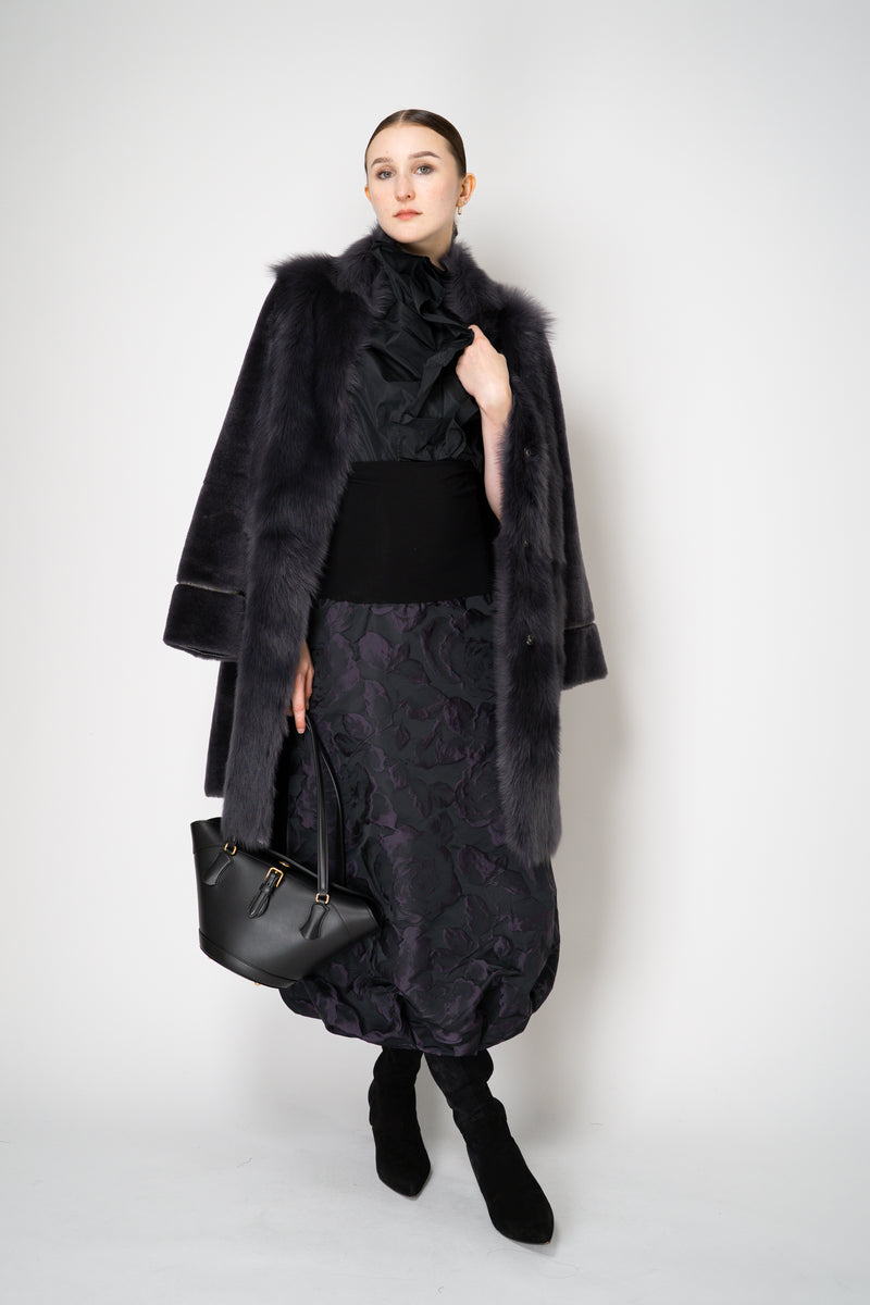 Rocco Ragni Reversible Brushed Shearling Coat with Brilliant Bracelet Sleeves in Anthracite Vancouver. Shop Online or in Store.