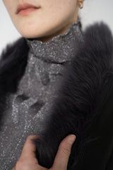 Rocco Ragni Reversible Brushed Shearling Coat with Brilliant Bracelet Sleeves in Anthracite Vancouver. Shop Online or in Store.