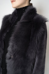 Rocco Ragni Reversible Brushed Shearling Coat with Brilliant Bracelet Sleeves in Anthracite Vancouver. Shop Online or in Store.