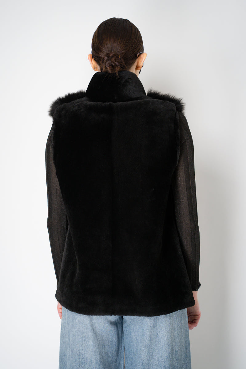 Rocco Ragni Reversible Brushed Shearling Vest in Black Vancouver. Shop Online or in Store.