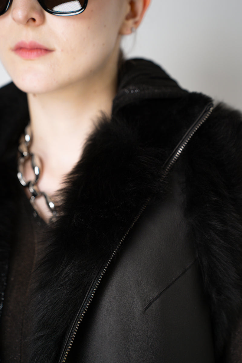 Rocco Ragni Reversible Brushed Shearling Vest in Black Vancouver. Shop Online or in Store.