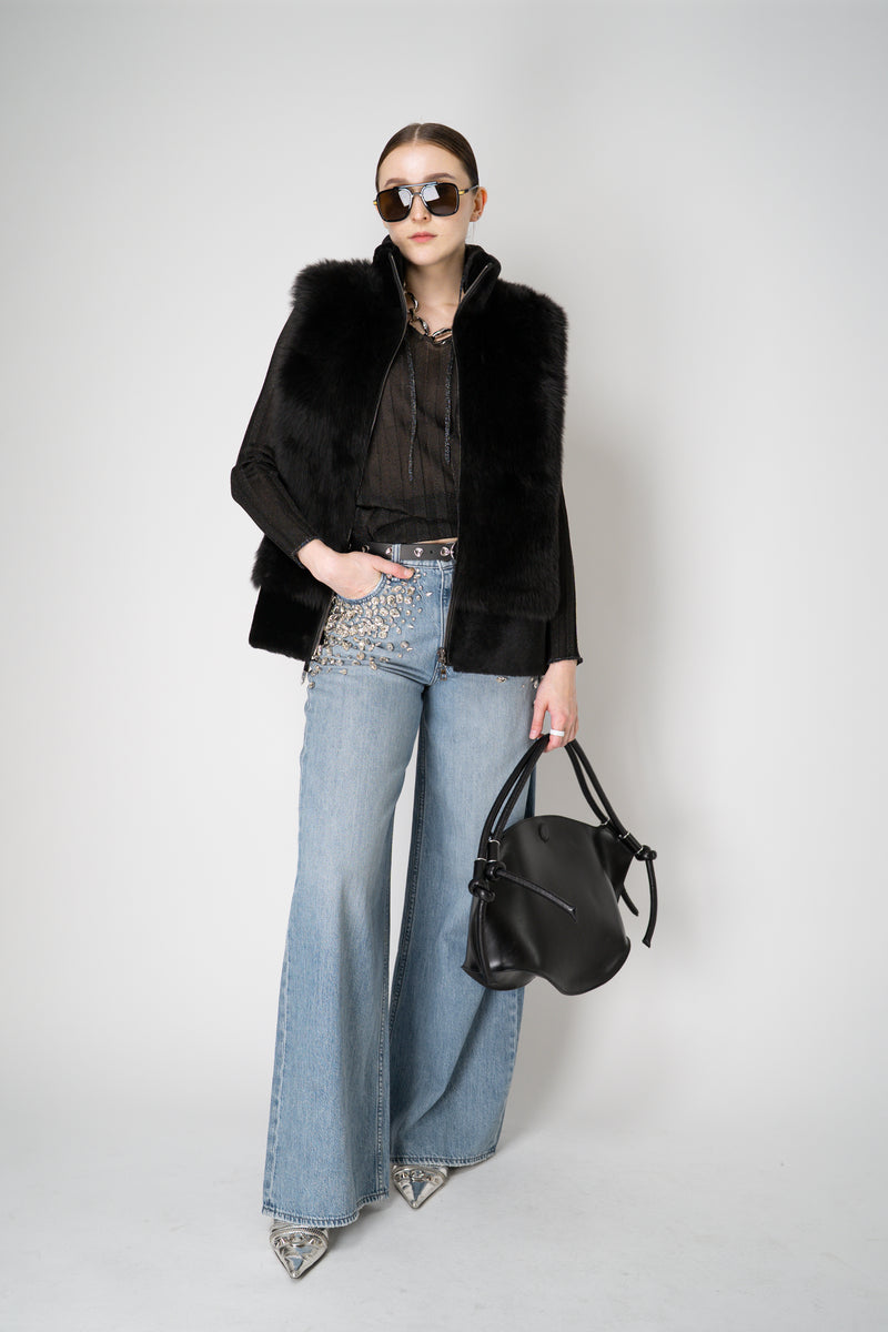 Rocco Ragni Reversible Brushed Shearling Vest in Black Vancouver. Shop Online or in Store.