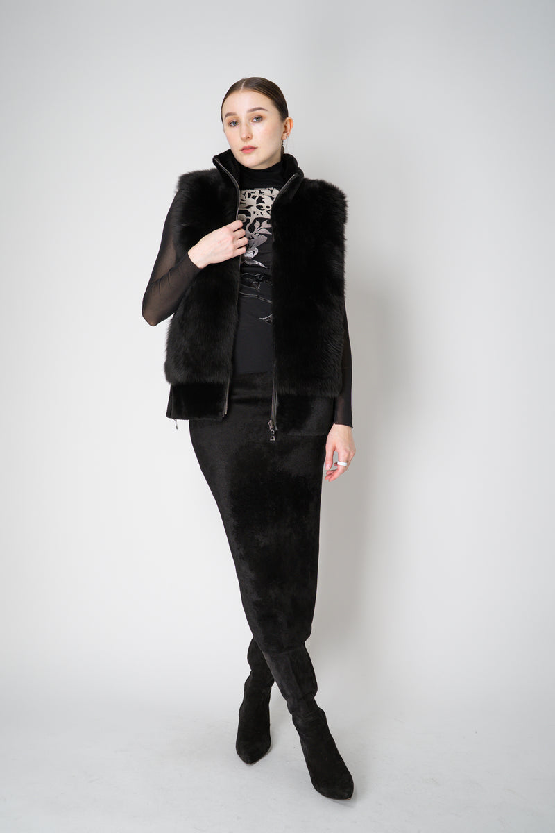 Rocco Ragni Reversible Brushed Shearling Vest in Black Vancouver. Shop Online or in Store.