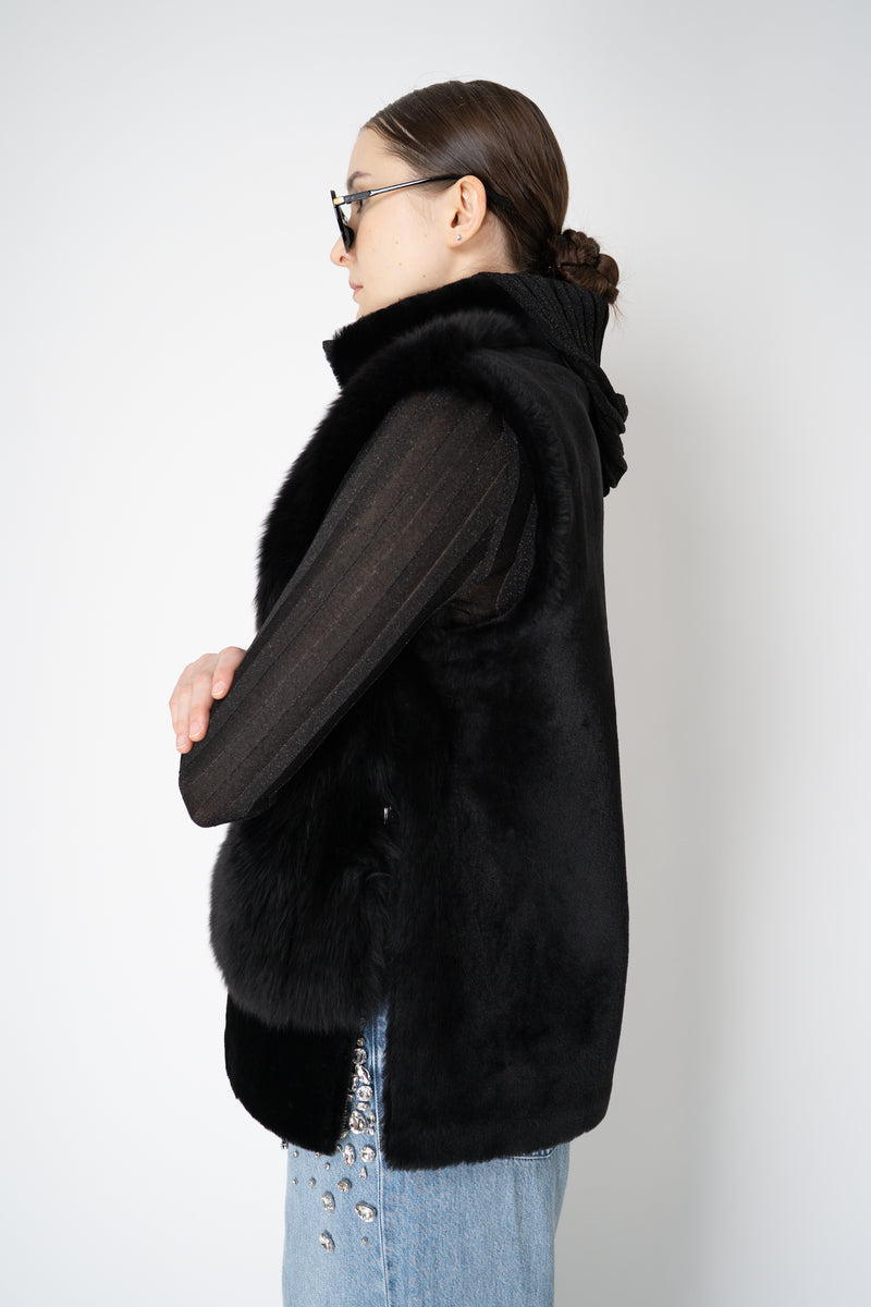 Rocco Ragni Reversible Brushed Shearling Vest in Black Vancouver. Shop Online or in Store.