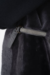 Rocco Ragni Reversible Hooded Textured Shearling Vest in Anthracite Vancouver. Shop Online or in Store.