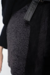 Rocco Ragni Reversible Hooded Textured Shearling Vest in Anthracite Vancouver. Shop Online or in Store.