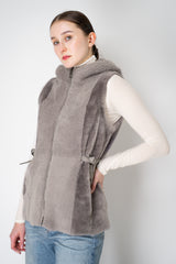 Rocco Ragni Reversible Hooded Textured Shearling Vest in Grey Vancouver. Shop Online or in Store.