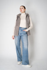 Rocco Ragni Reversible Hooded Textured Shearling Vest in Grey Vancouver. Shop Online or in Store.