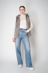 Rocco Ragni Reversible Hooded Textured Shearling Vest in Grey Vancouver. Shop Online or in Store.