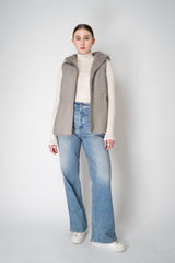 Rocco Ragni Reversible Hooded Textured Shearling Vest in Grey Vancouver. Shop Online or in Store.