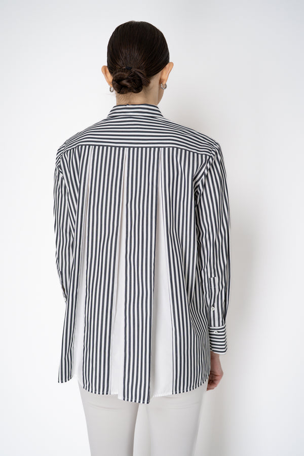 Rosso 35 Bold Stripes Cotton Button-Up Blouse in White and Navy Vancouver. Shop Online or in Store.