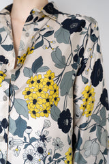 Rosso 35 Button-Up Silk Shirt Dress in Navy/Green Floral Print Vancouver. Shop Online or in Store.