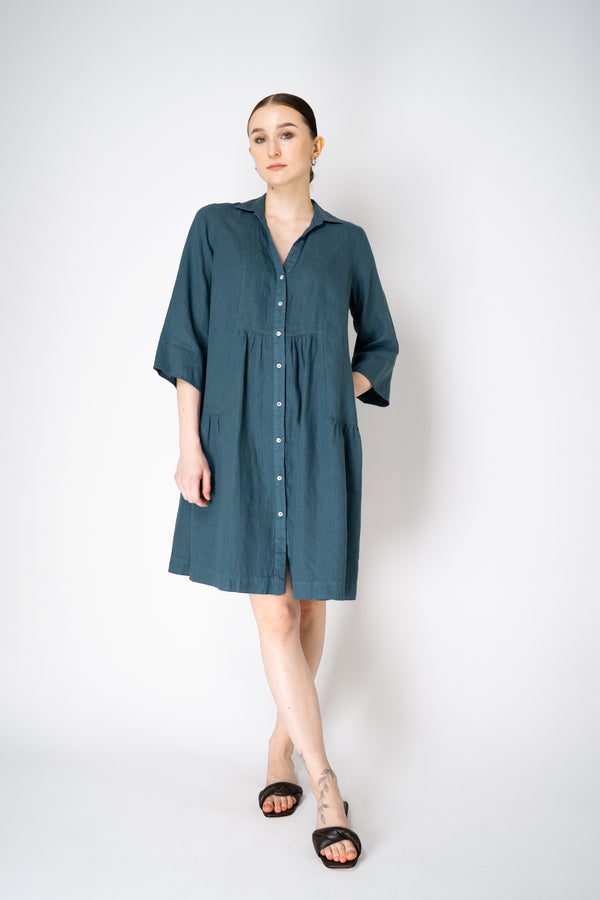 Rosso 35  Linen Tiered Shirt Dress in Pine Green Vancouver. Shop Online or in Store.