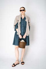 Rosso 35  Linen Tiered Shirt Dress in Pine Green Vancouver. Shop Online or in Store.