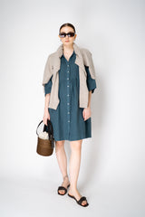 Rosso 35  Linen Tiered Shirt Dress in Pine Green Vancouver. Shop Online or in Store.