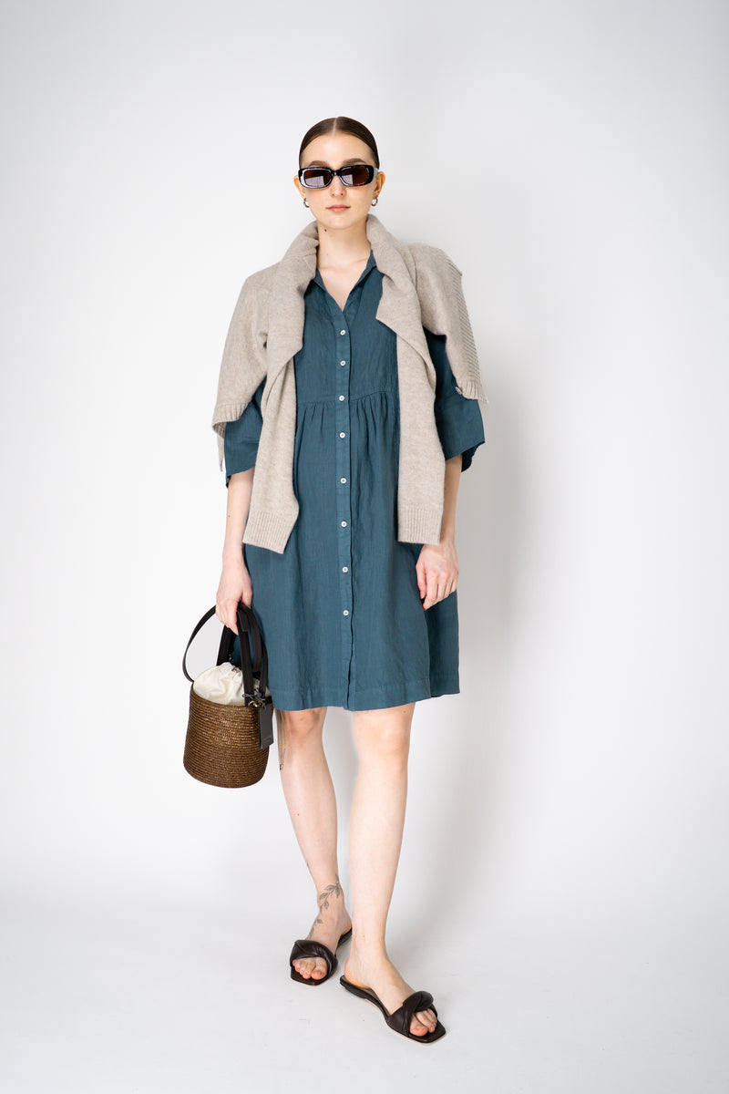 Rosso 35  Linen Tiered Shirt Dress in Pine Green Vancouver. Shop Online or in Store.