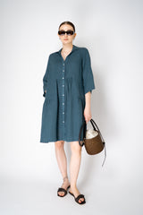 Rosso 35  Linen Tiered Shirt Dress in Pine Green Vancouver. Shop Online or in Store.