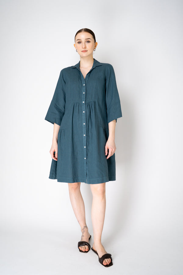 Rosso 35  Linen Tiered Shirt Dress in Pine Green Vancouver. Shop Online or in Store.