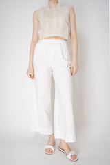 Rosso 35 Pull-On Style Cotton Wide Leg Trousers in White Vancouver. Shop Online or in Store.