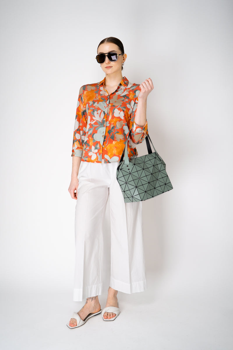 Rosso 35 Pull-On Style Cotton Wide Leg Trousers in White Vancouver. Shop Online or in Store.