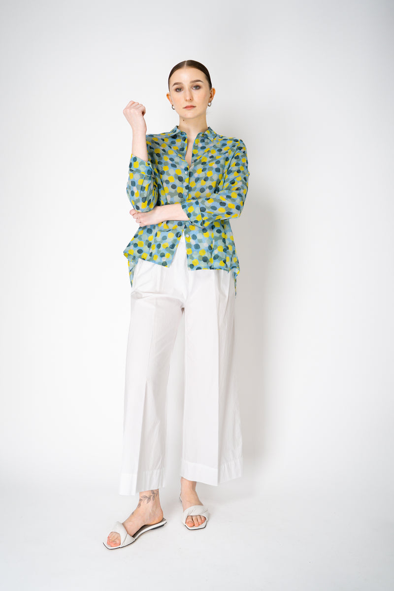 Rosso 35 Pull-On Style Cotton Wide Leg Trousers in White Vancouver. Shop Online or in Store.