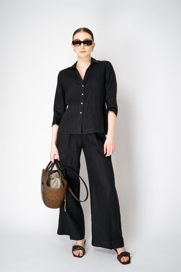 Rosso 35 Pull-On Style Wide Leg Linen Trousers in Black Vancouver. Shop Online or in Store.