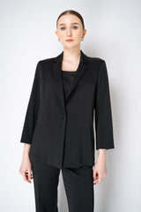 Rosso 35 Single Breasted Crepe and Sateen Blazer in Black Vancouver. Shop Online or in Store.