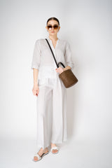 Rosso 35 V-Neck 3/4 Sleeve Linen Blouse in White Vancouver. Shop Online or in Store.