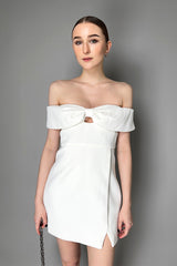 Self-Portrait Crepe Bow Midi Dress in White Vancouver. Shop Online or in Store.