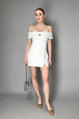 Self-Portrait Crepe Bow Midi Dress in White Vancouver. Shop Online or in Store.