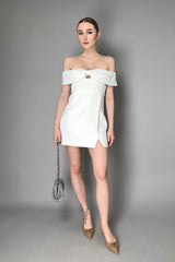 Self-Portrait Crepe Bow Midi Dress in White
