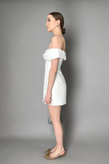Self-Portrait Crepe Bow Midi Dress in White