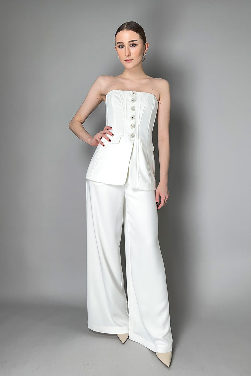 Self-Portrait Bandeau Crepe Jumpsuit in White