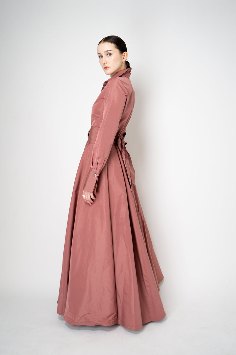 Sara Roka A-line Long Sleeve Taffeta Gown in Rosewood Pink Vancouver. Shop Online or in Store.