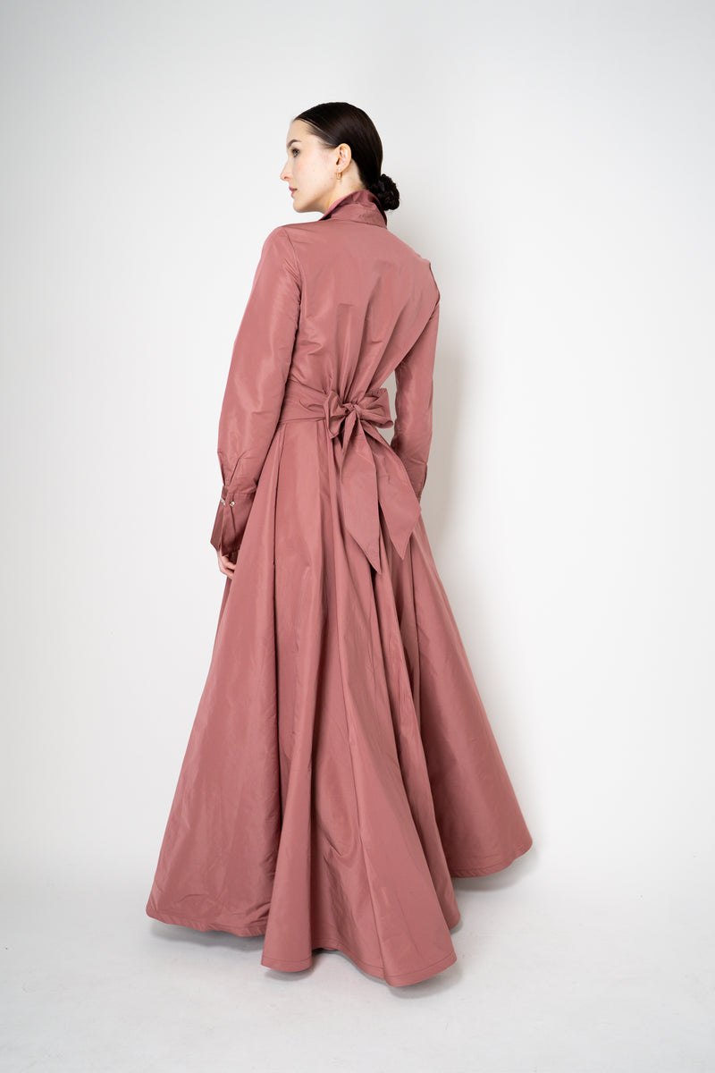 Sara Roka A-line Long Sleeve Taffeta Gown in Rosewood Pink Vancouver. Shop Online or in Store.