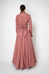 Sara Roka A-line Long Sleeve Taffeta Gown in Rosewood Pink Vancouver. Shop Online or in Store.