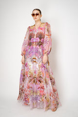 Sara Roka Balloon Sleeve Silk Organza Dress in Pink Flamingo Print Vancouver. Shop Online or in Store.
