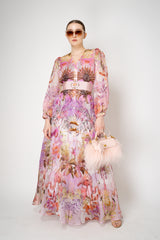 Sara Roka Balloon Sleeve Silk Organza Dress in Pink Flamingo Print Vancouver. Shop Online or in Store.