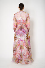 Sara Roka Balloon Sleeve Silk Organza Dress in Pink Flamingo Print Vancouver. Shop Online or in Store.