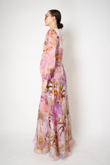 Sara Roka Balloon Sleeve Silk Organza Dress in Pink Flamingo Print Vancouver. Shop Online or in Store.