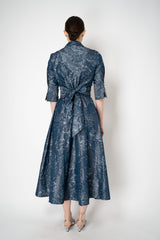 Sara Roka Brocade Shirtdress in Navy Print Vancouver. Shop Online or in Store.