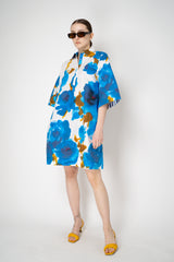 Sara Roka Cotton Shirtdress in Blue Watercolour Rose Print Vancouver. Shop Online or in Store.