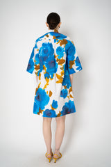 Sara Roka Cotton Shirtdress in Blue Watercolour Rose Print Vancouver. Shop Online or in Store.