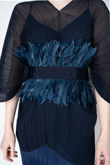 Sara Roka Grosgrain Feather Belt in Navy Vancouver. Shop Online or in Store.