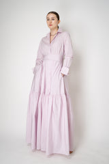 Sara Roka Long Tiered Taffeta Shirtdress in Light Pink Vancouver. Shop Online or in Store.