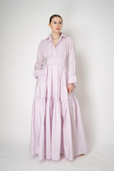 Sara Roka Long Tiered Taffeta Shirtdress in Light Pink Vancouver. Shop Online or in Store.